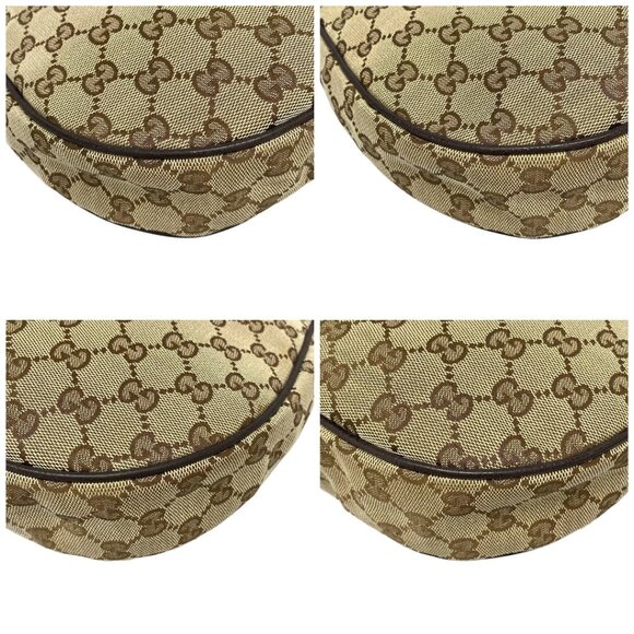 Auth GUCCI GG 122790 Beige Dark Brown Jacquard Leather Shoulder Bag - Picture 16 of 16